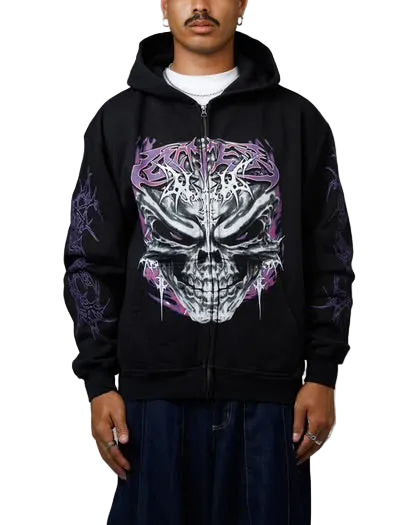 Loiter Tribal Skull Zip Up Hoodie