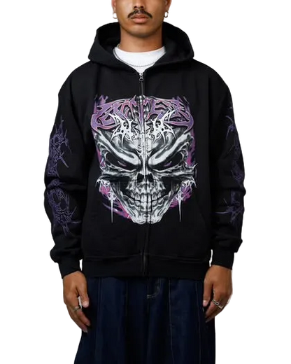 Loiter Tribal Skull Zip Up Hoodie