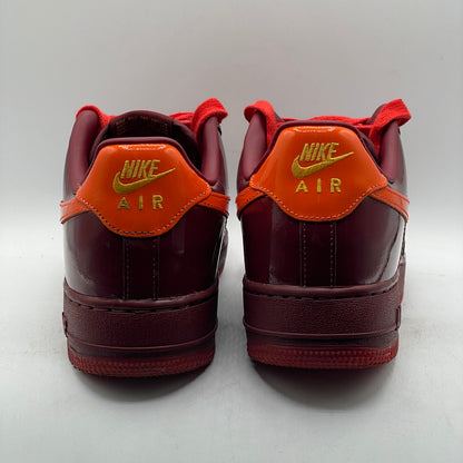 (USED) Nike AF1 Patent Leather Dark Team Red Safety Orange Size 8.5