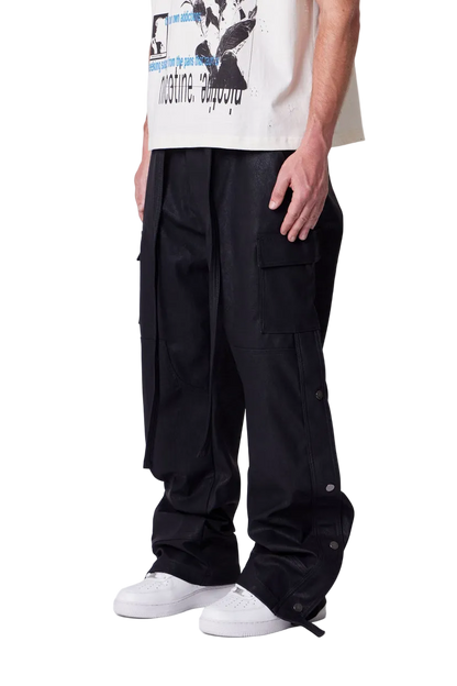 MNML Ultra Baggy Leather Snap Cargo Pants