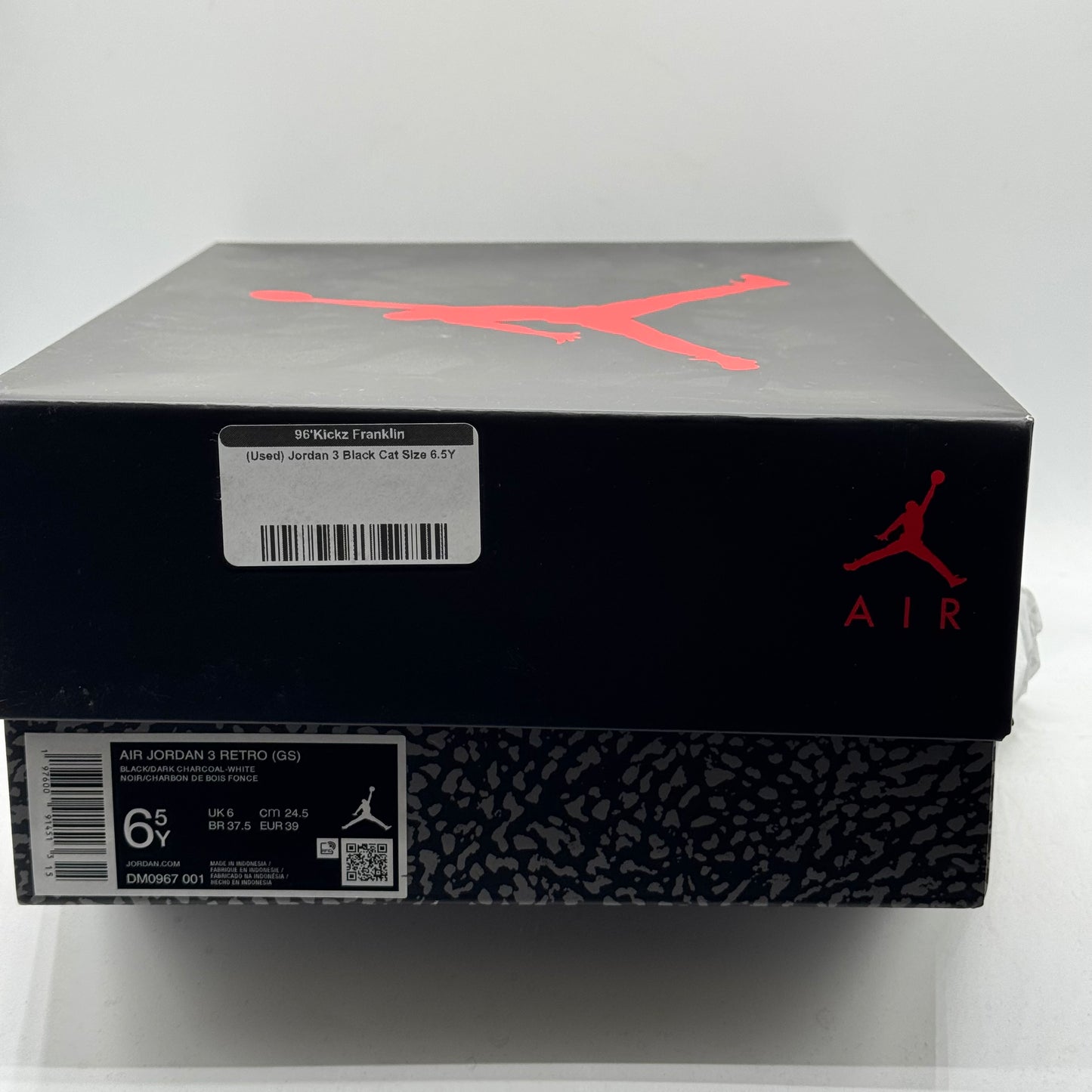 (Used) Jordan 3 Black Cat Size 6.5Y