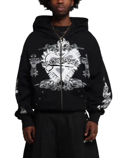 Loiter Hearts Zip Up Hoodie