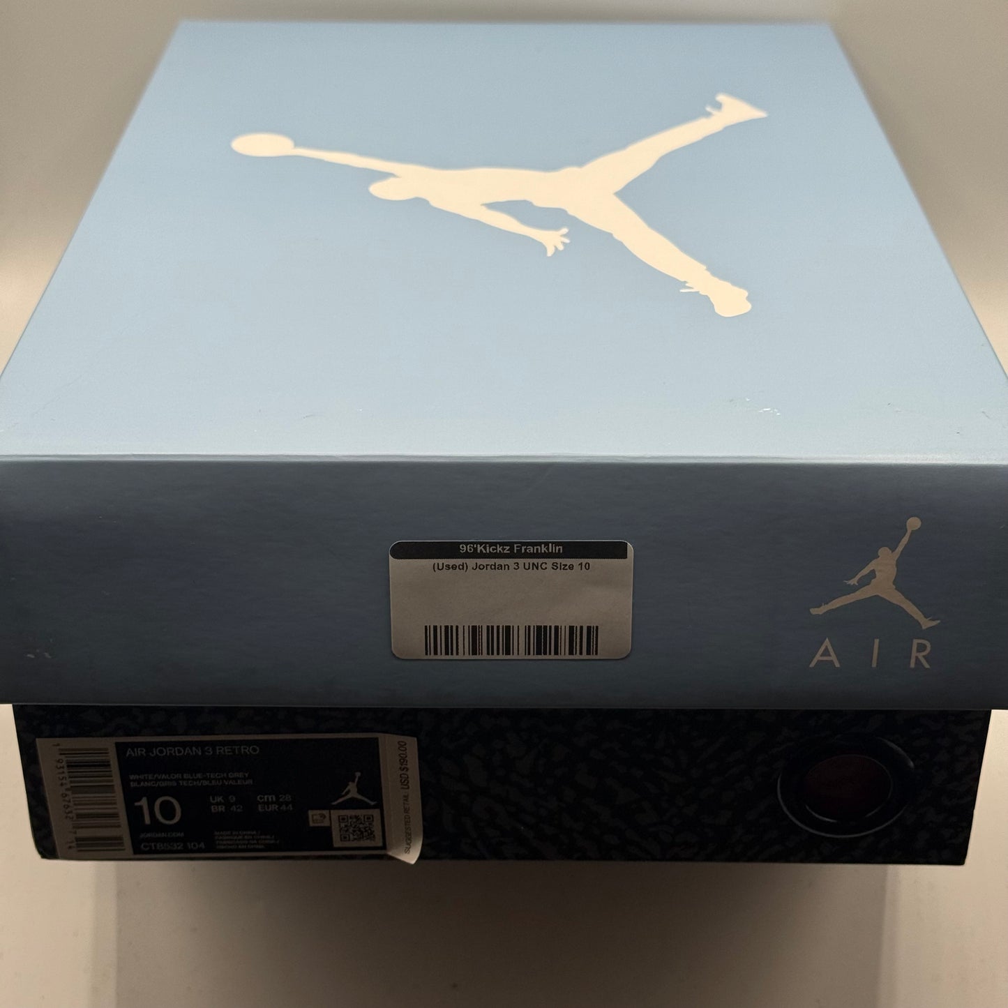 (Used) Jordan 3 UNC Size 10