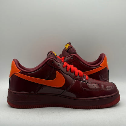 (Used) Nike Air Force 1 Patent Leather Dark Team Red Safety Orange Size 9