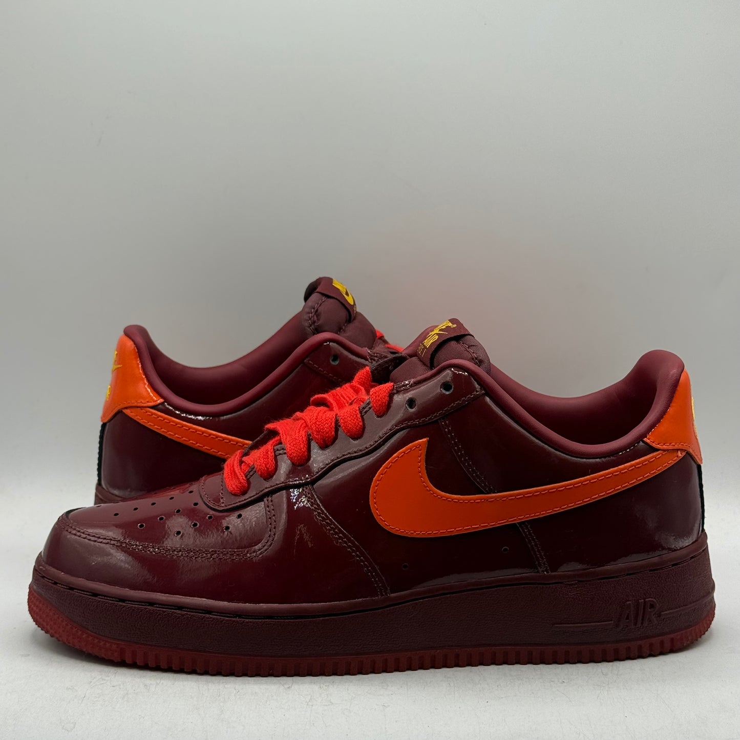 (Used) Nike Air Force 1 Patent Leather Dark Team Red Safety Orange Size 9
