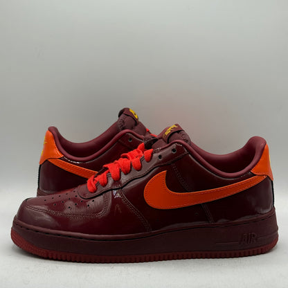 (Used) Nike Air Force 1 Patent Leather Dark Team Red Safety Orange Size 9