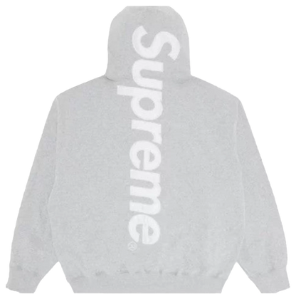 Supreme Satin Logo Hoodie Grey