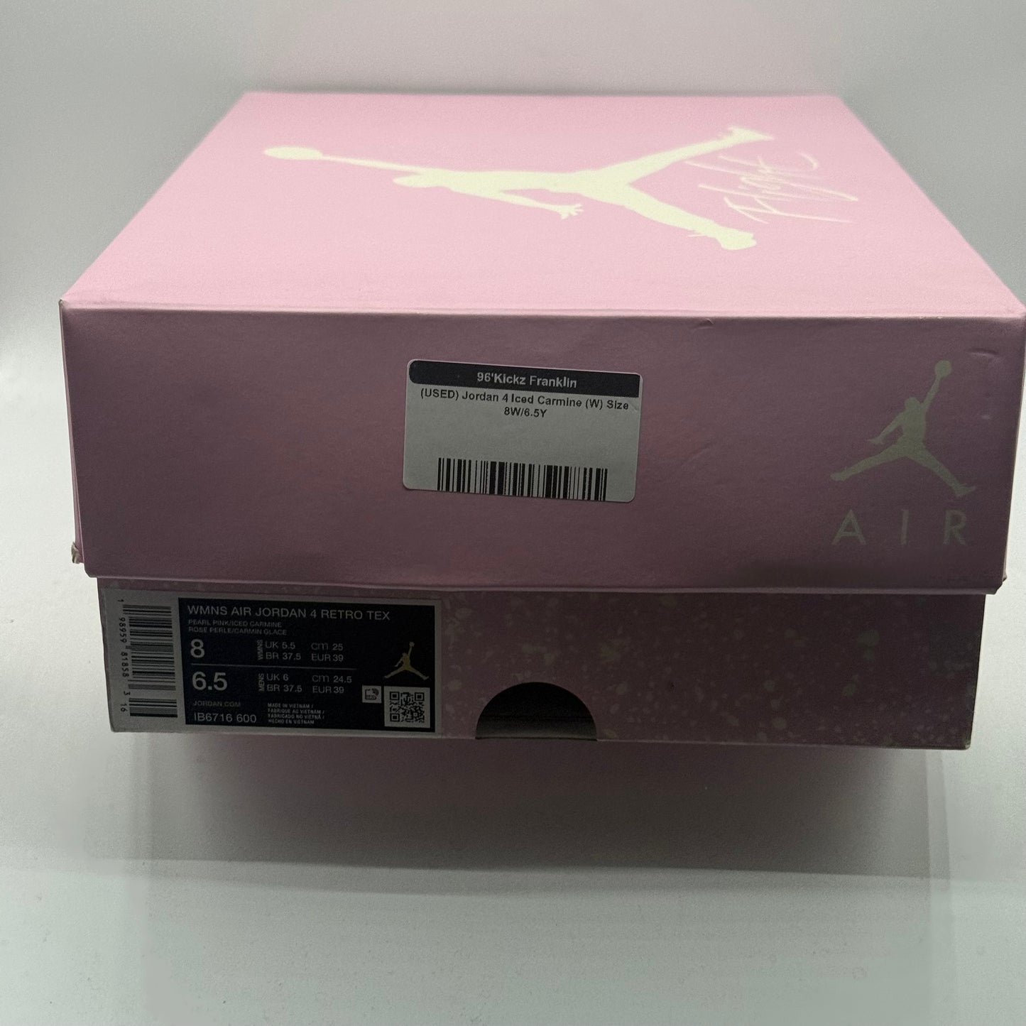(USED) Jordan 4 Iced Carmine (W) Size 8W/6.5Y