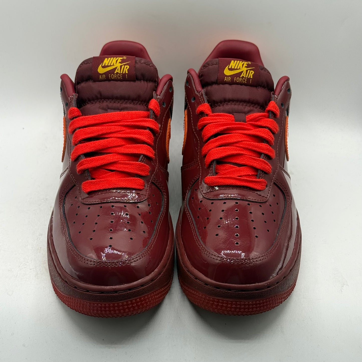 (Used) Nike Air Force 1 Patent Leather Dark Team Red Safety Orange Size 9