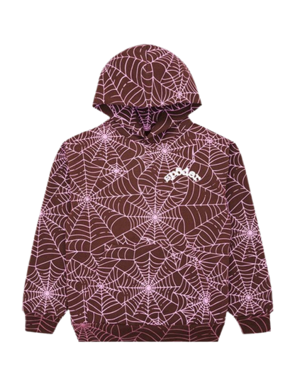 Sp5der AOP Brown Hoodie
