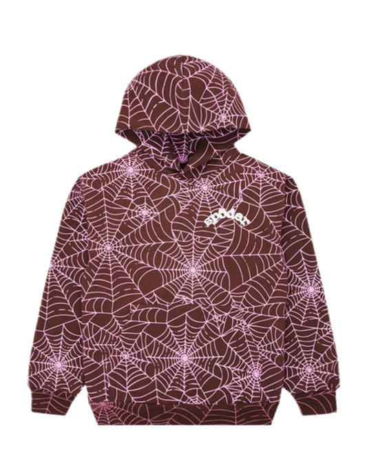 Sp5der AOP Brown Hoodie