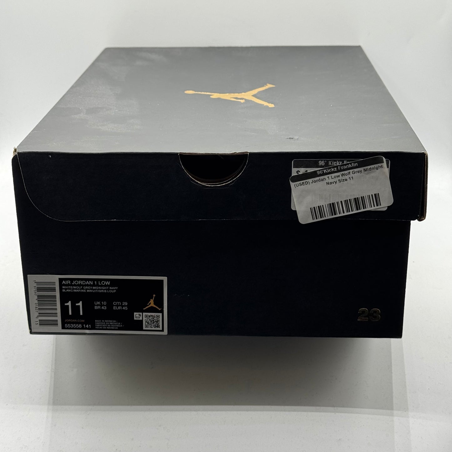 (USED) Jordan 1 Low Wolf Grey Midnight Navy Size 11