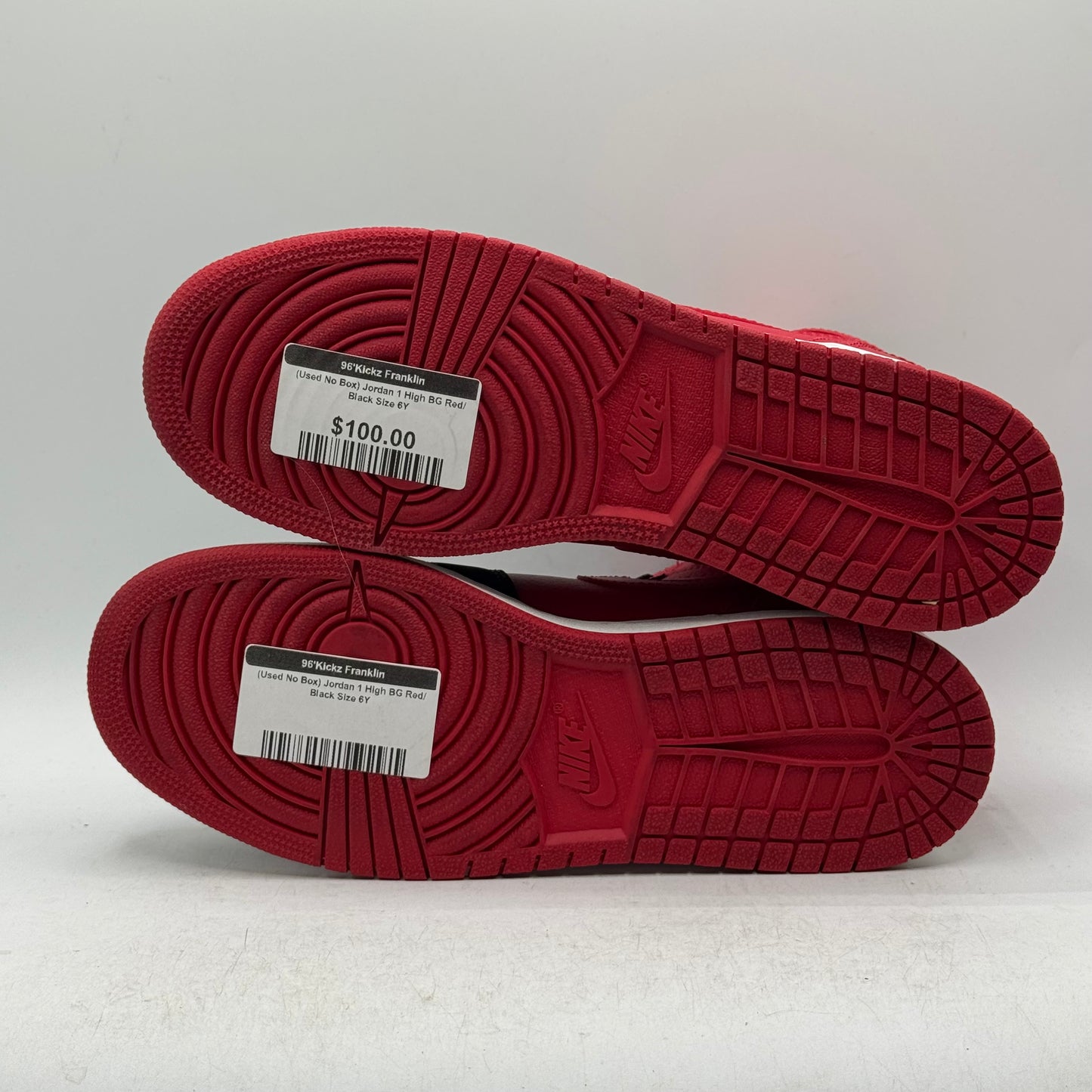 (Used No Box) Jordan 1 High BG Red/Black Size 6Y
