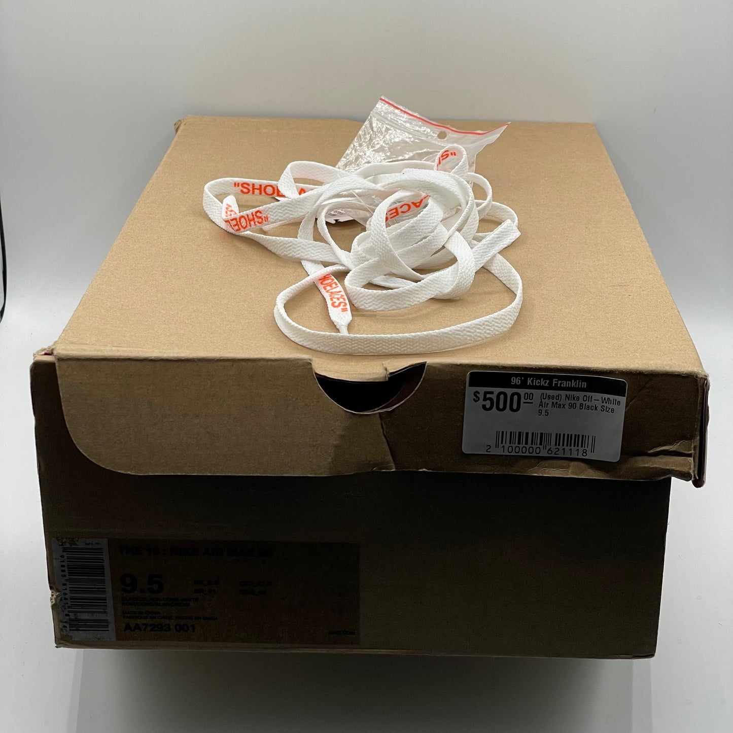 (Used) Nike Off-White Air Max 90 Black Size 9.5