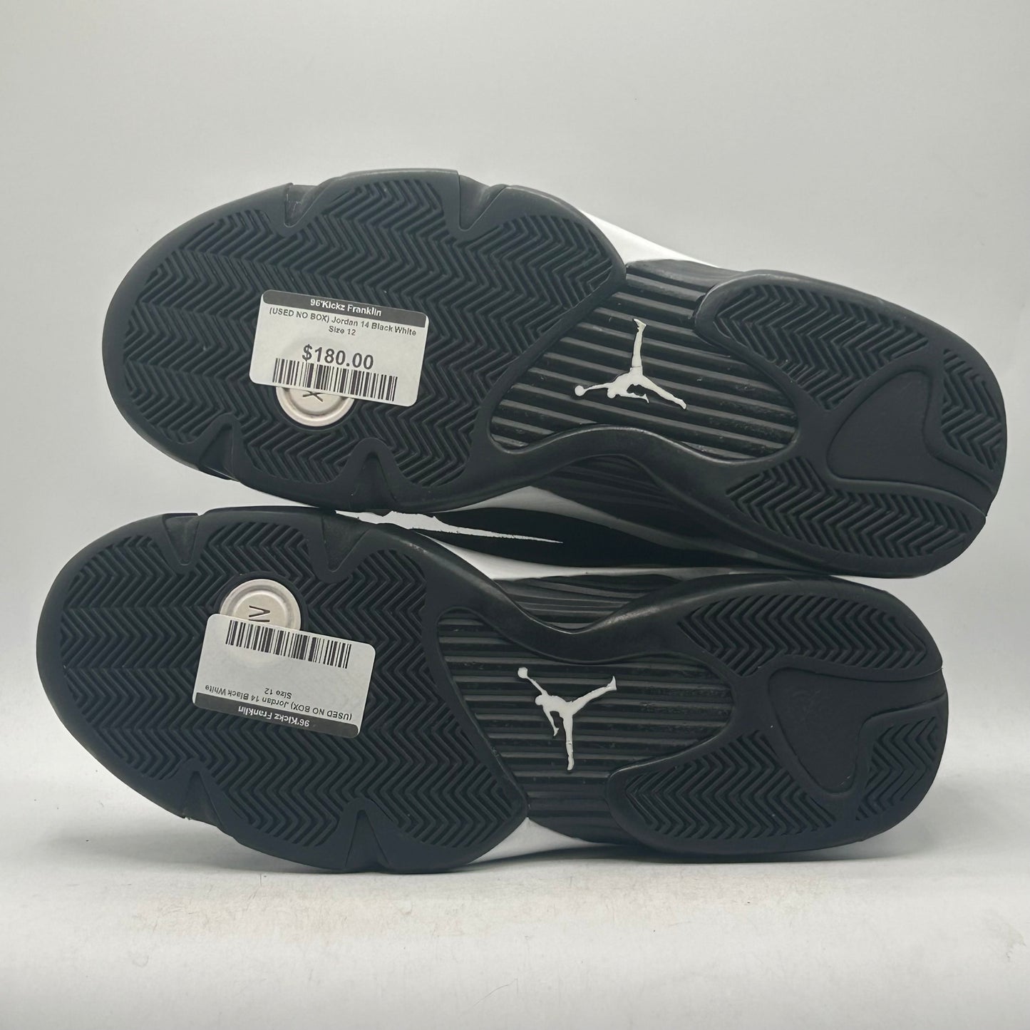 (USED NO BOX) Jordan 14 Black White Size 12