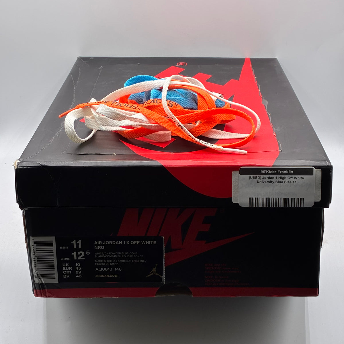 (USED) Jordan 1 High Off-White University Blue Size 11