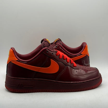 (Used) Nike Air Force 1 Patent Leather Dark Team Red Safety Orange Size 9