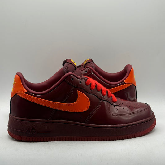 (Used) Nike Air Force 1 Patent Leather Dark Team Red Safety Orange Size 9