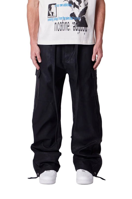 MNML Ultra Baggy Leather Snap Cargo Pants