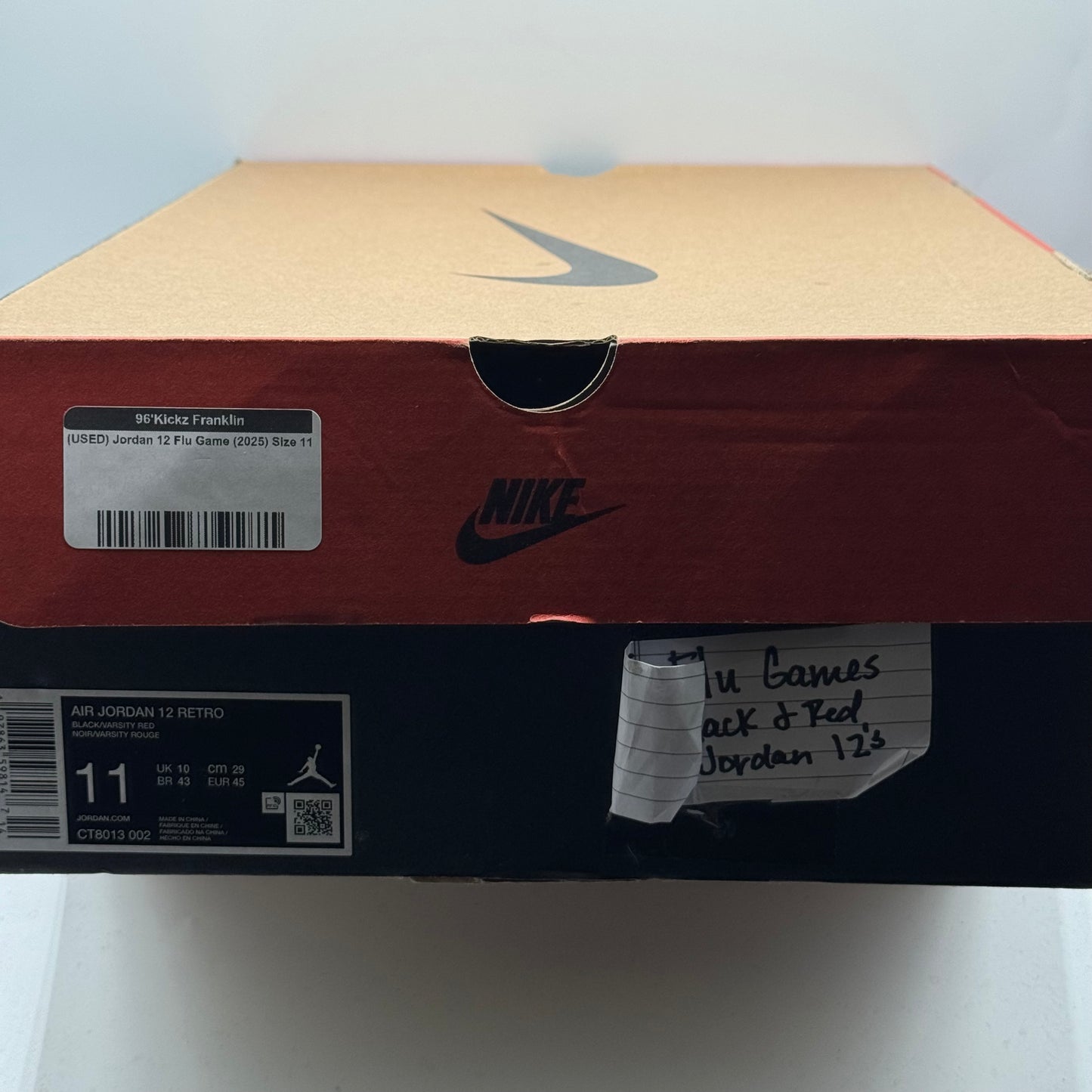 (USED) Jordan 12 Flu Game (2025) Size 11