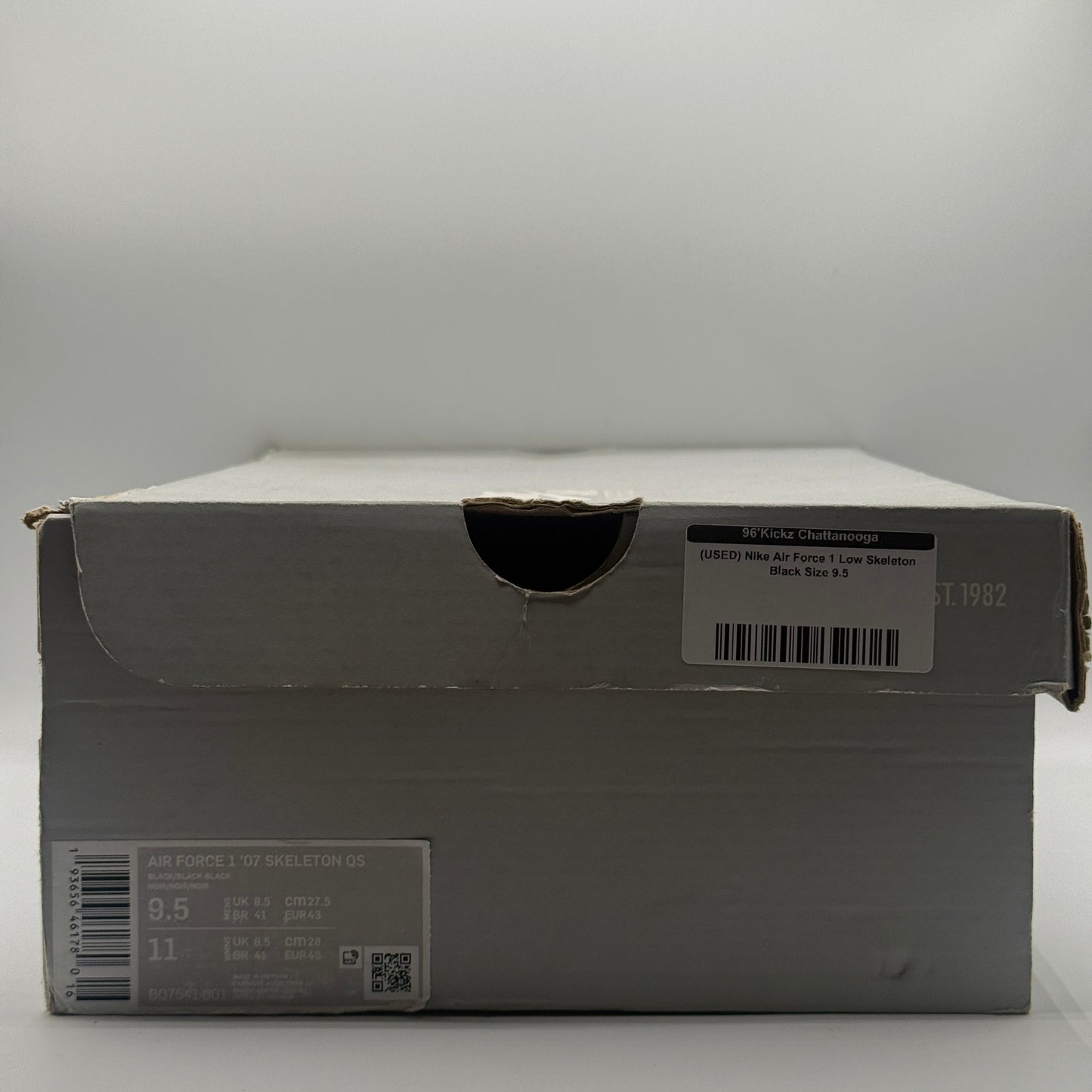 (USED) Nike Air Force 1 Low Skeleton Black Size 9.5