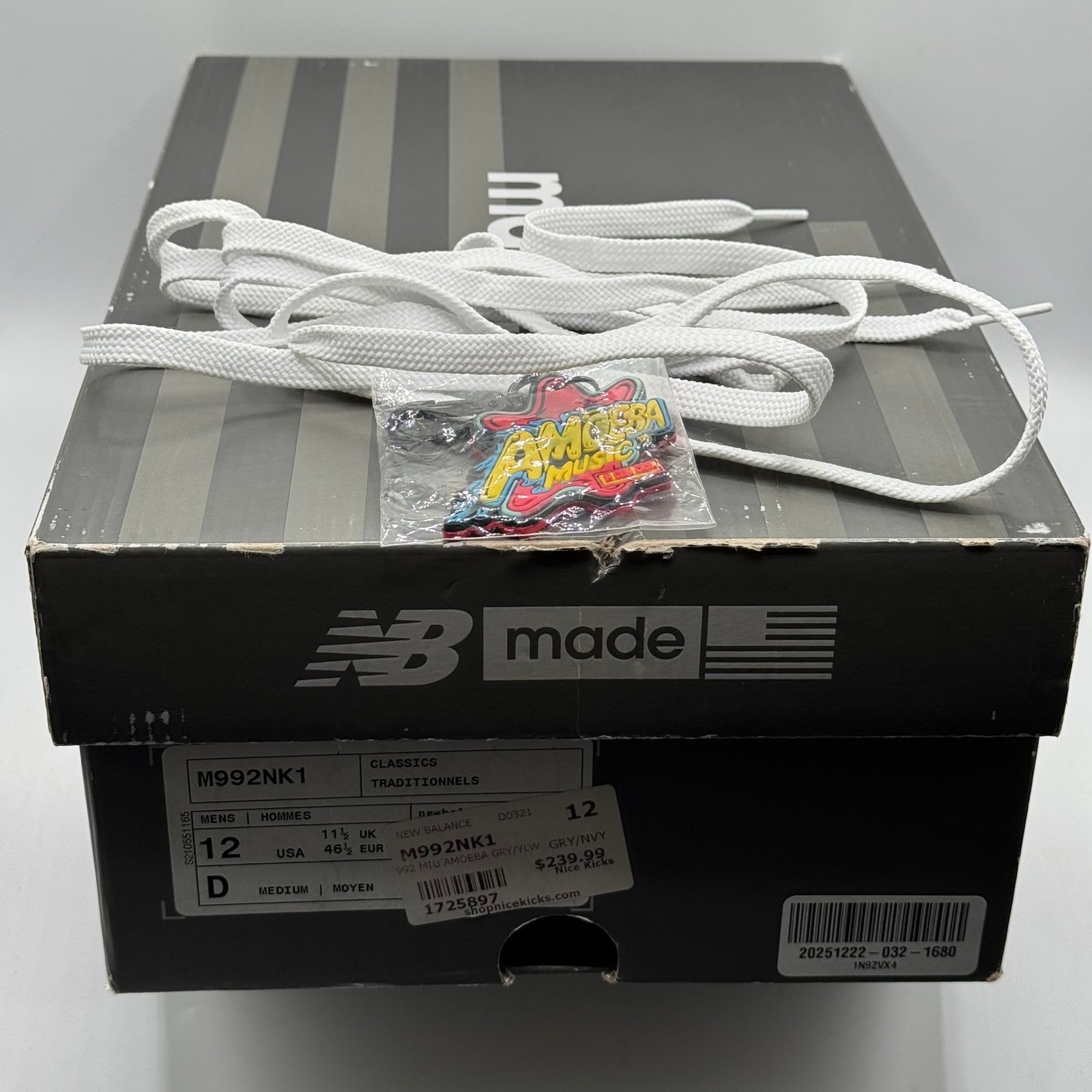 (USED) New Balance 992 Nice Kicks Amoeba Music Grey Size 12
