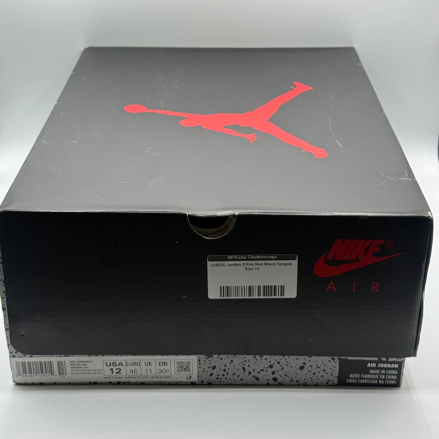 (USED) Jordan 5 Fire Red Black Tongue Size 12