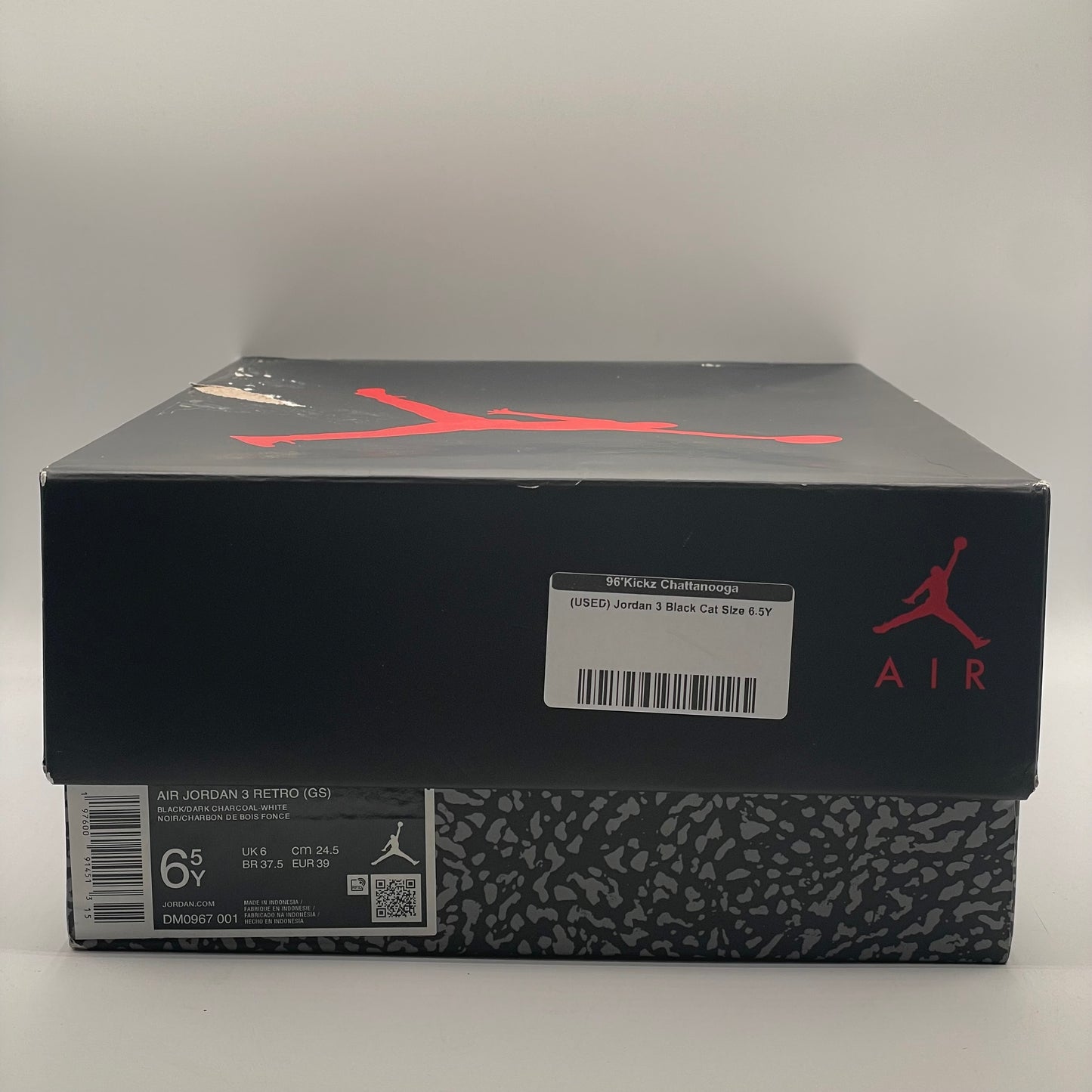(USED) Jordan 3 Black Cat Size 6.5Y