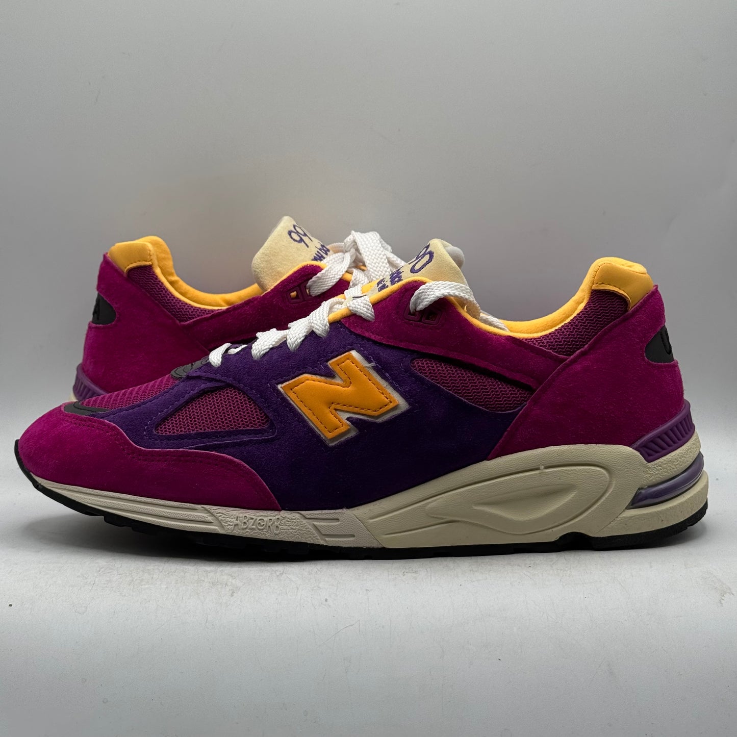 (Used) New Balance 990v2 MiUSA Teddy Santis Purple Yellow Size 12