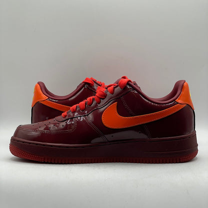 (USED) Nike AF1 Patent Leather Dark Team Red Safety Orange Size 8.5