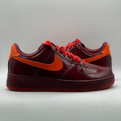 (USED) Nike AF1 Patent Leather Dark Team Red Safety Orange Size 8.5