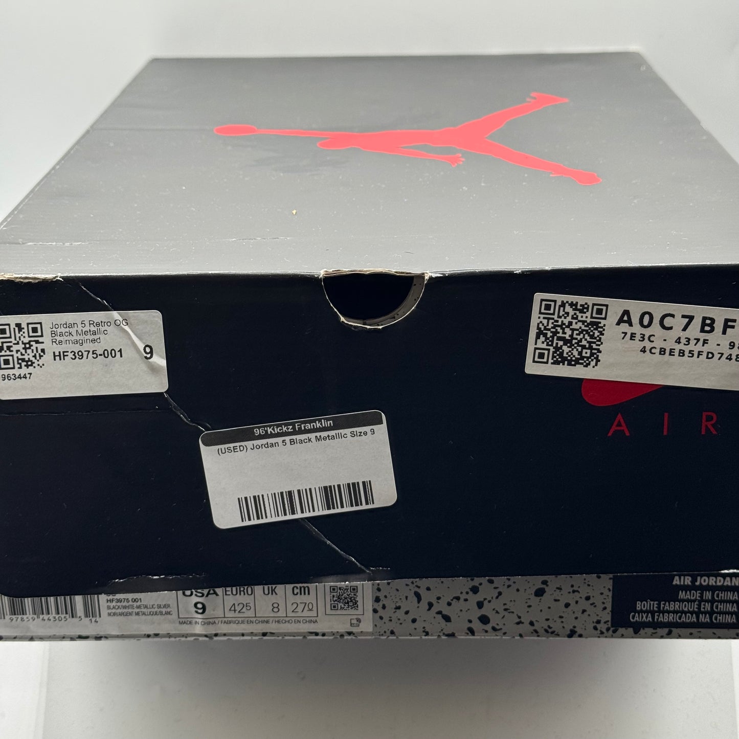 (USED) Jordan 5 Black Metallic Size 9