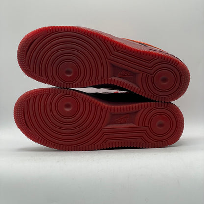 (USED) Nike AF1 Patent Leather Dark Team Red Safety Orange Size 8.5