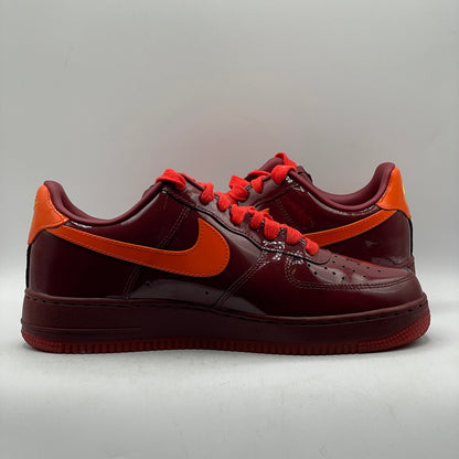 (USED) Nike AF1 Patent Leather Dark Team Red Safety Orange Size 8.5
