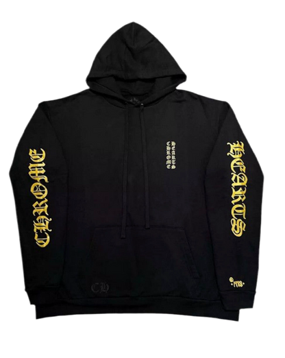 Chrome Heart Hoodie Gold Glitter Logo Hoodie Size Large
