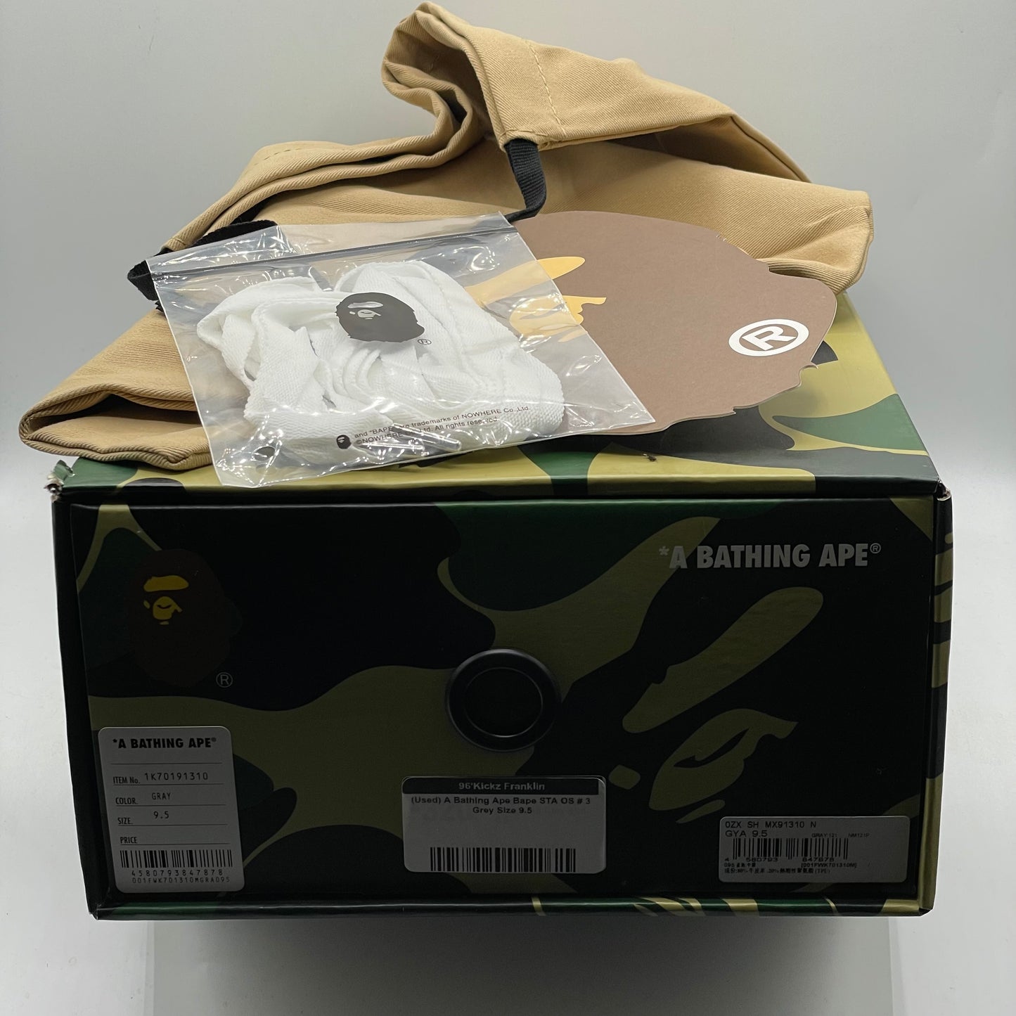 (Used) A Bathing Ape Bape STA OS # 3 Grey Size 9.5