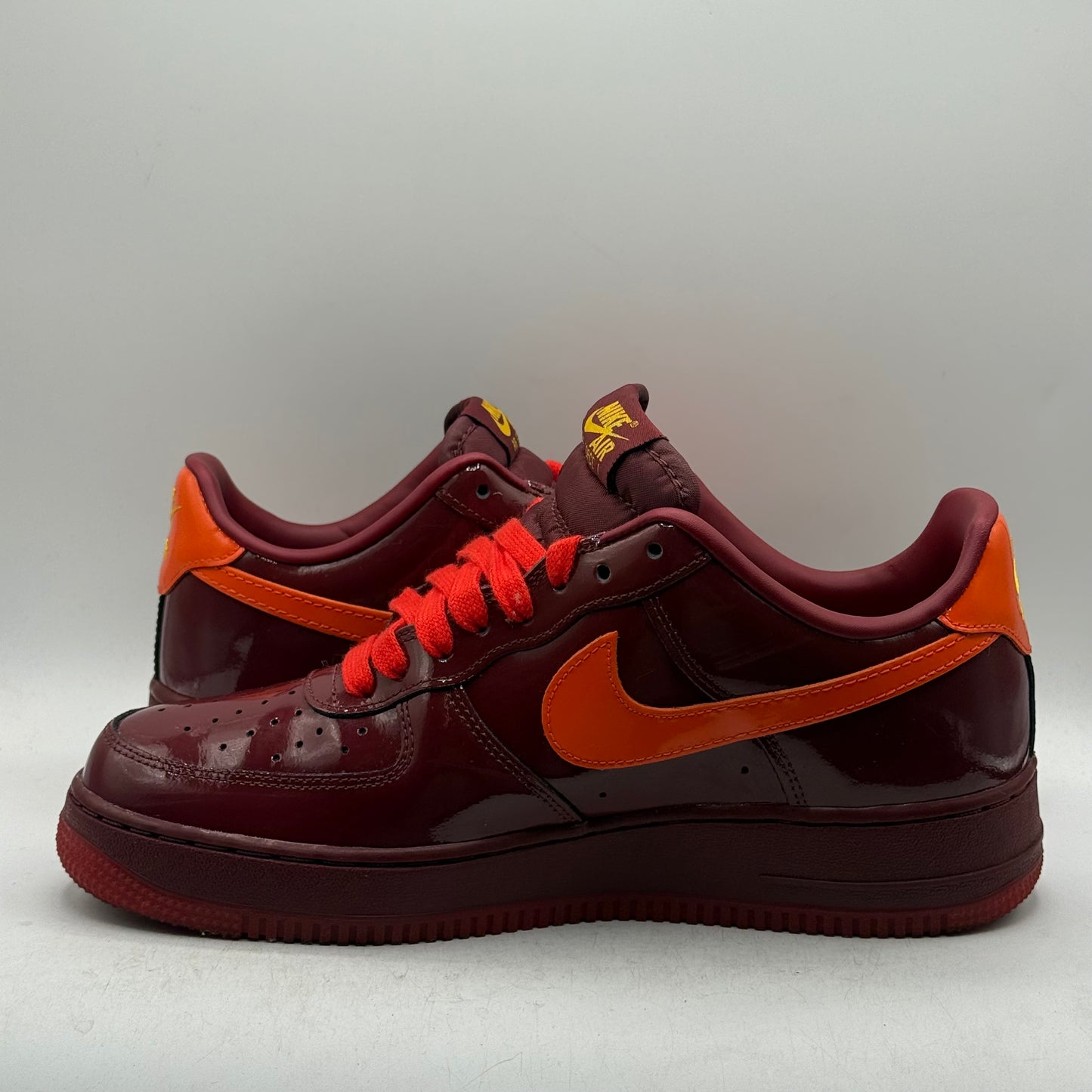 (Used) Nike Air Force 1 Patent Leather Dark Team Red Safety Orange Size 9