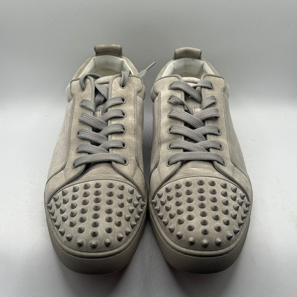 (USED NO BOX) Christian Louboutin Louis Jr Spikes Orlato Grey Size 47