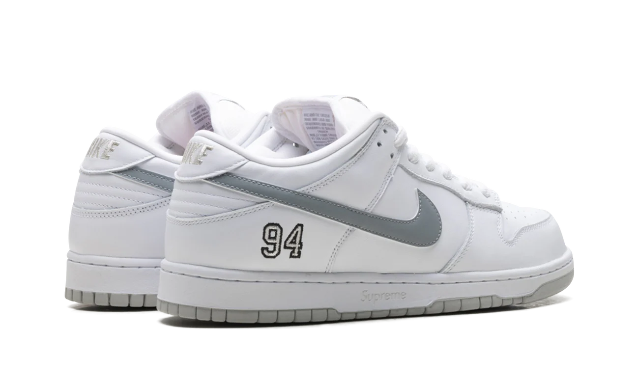 Nike SB Dunk Low Supreme 94 White Metallic Silver