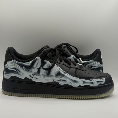 (USED) Nike Air Force 1 Low Skeleton Black Size 9.5