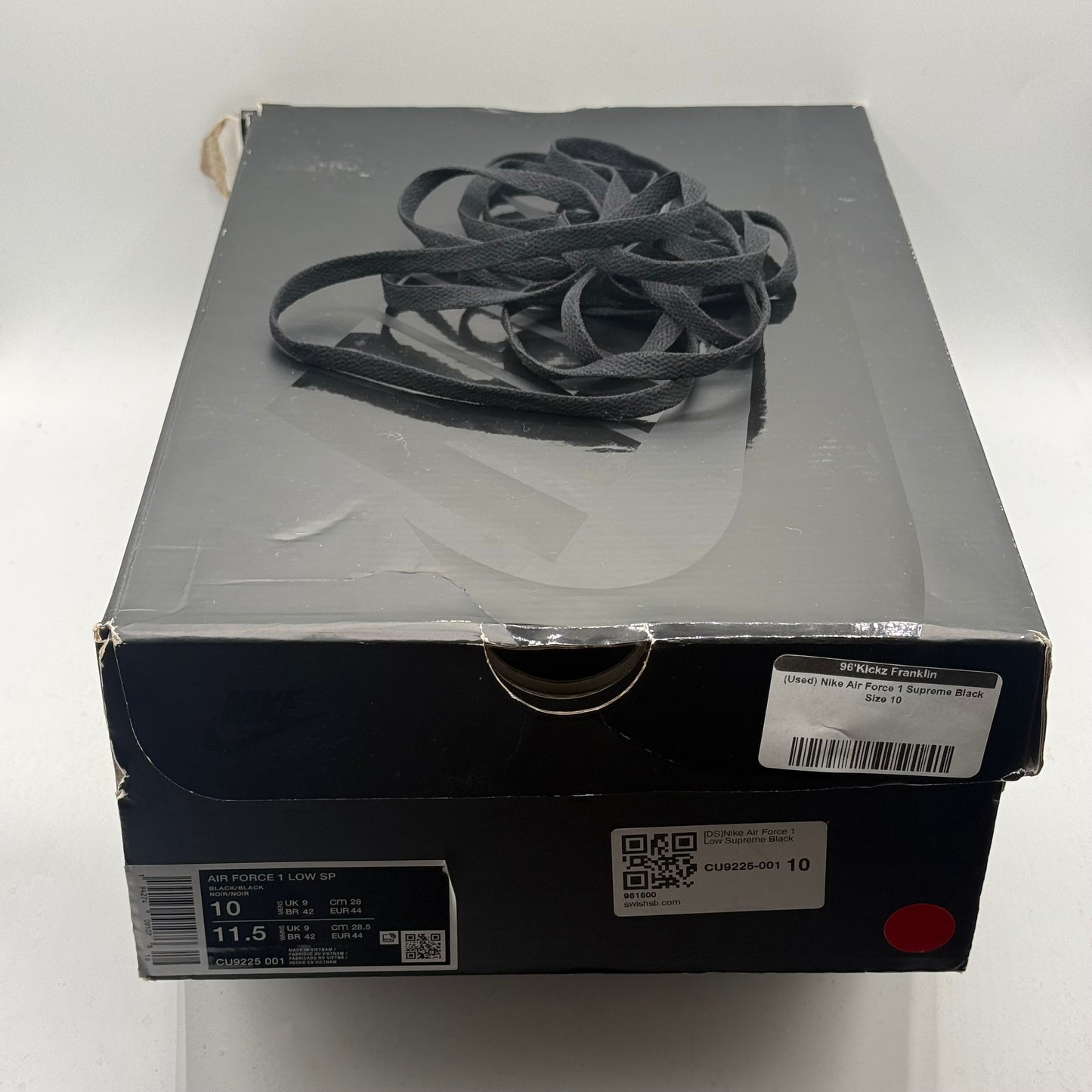 (Used) Nike Air Force 1 Supreme Black Size 10