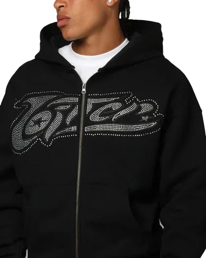 Loiter Silicone Rhinestone Zip Up Hoodie