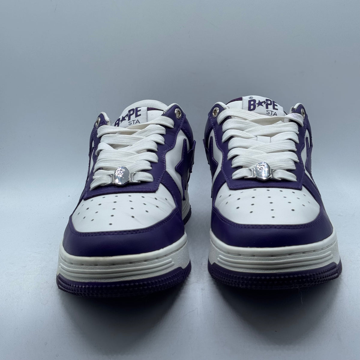 (USED) A Bathing Ape Bapesta White Purple (2022) Size 8.5