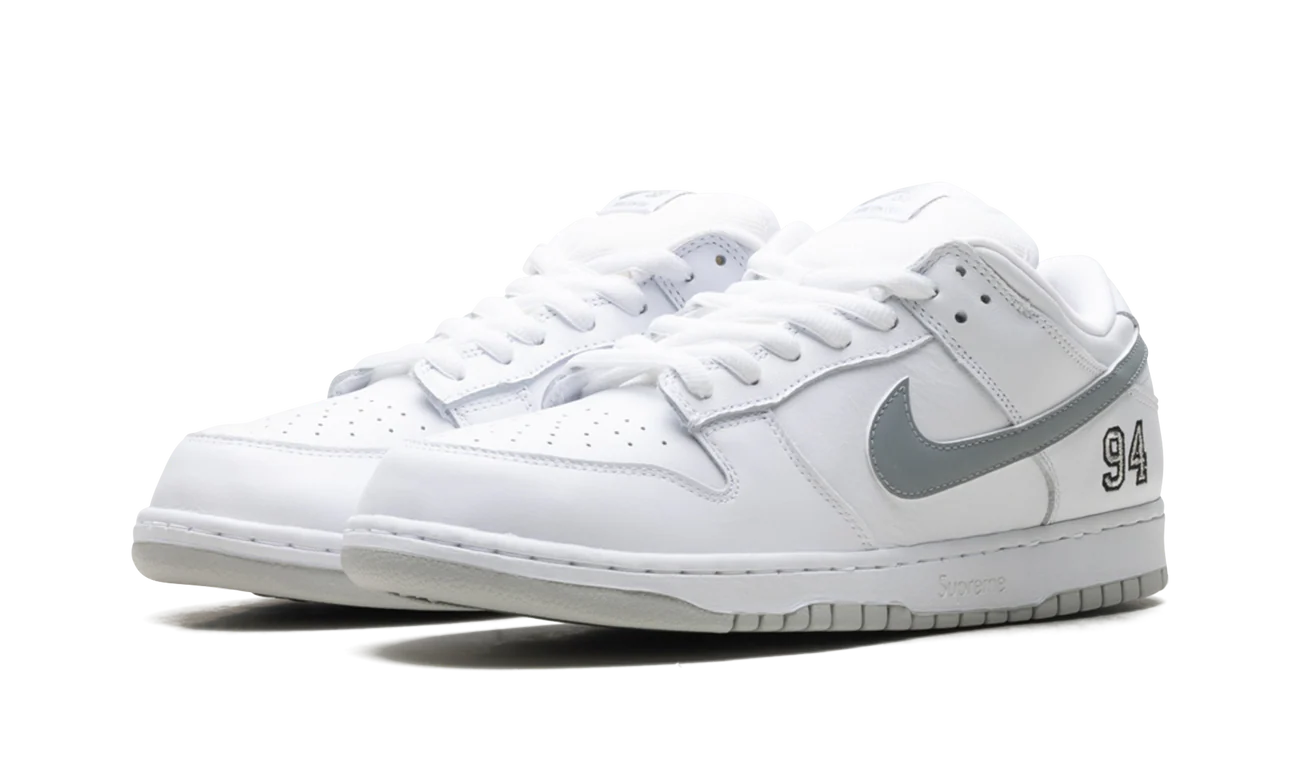 Nike SB Dunk Low Supreme 94 White Metallic Silver