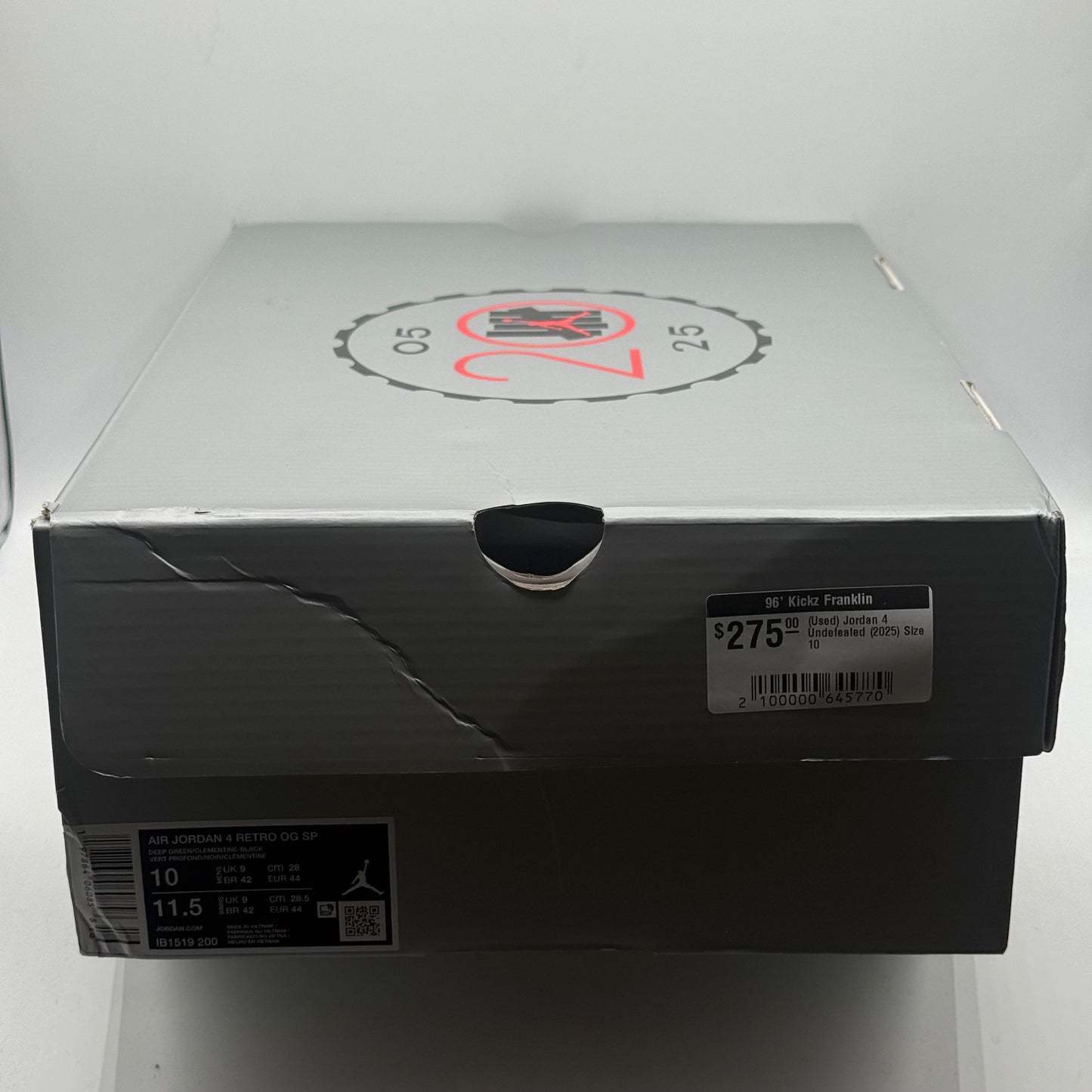 (Used) Jordan 4 Undefeated (2025) Size 10