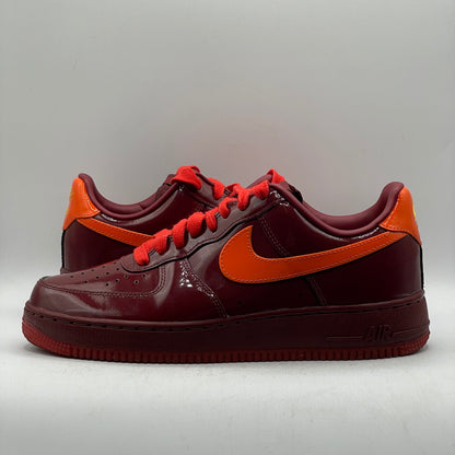 (USED) Nike AF1 Patent Leather Dark Team Red Safety Orange Size 8.5