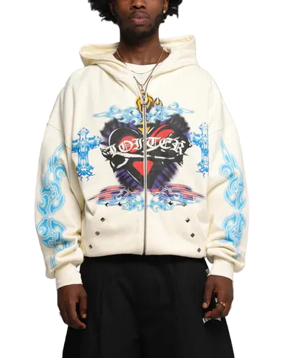 Loiter Hearts Zip Up Hoodie
