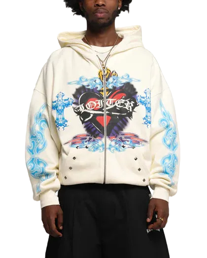 Loiter Hearts Zip Up Hoodie
