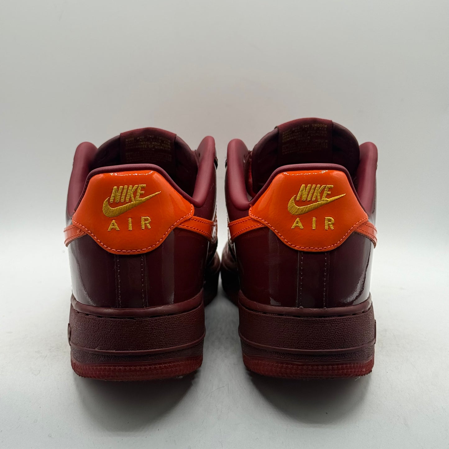 (Used) Nike Air Force 1 Patent Leather Dark Team Red Safety Orange Size 9