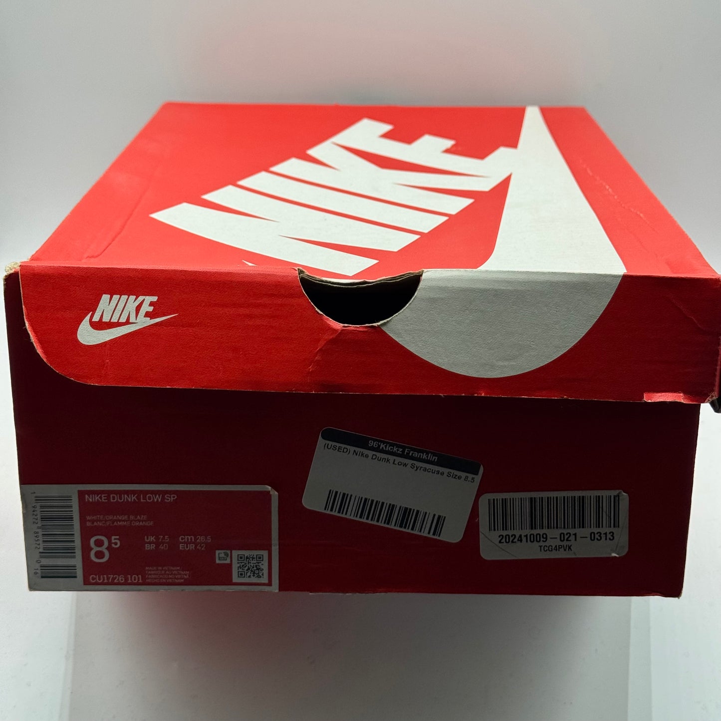 (USED) Nike Dunk Low Syracuse Size 8.5
